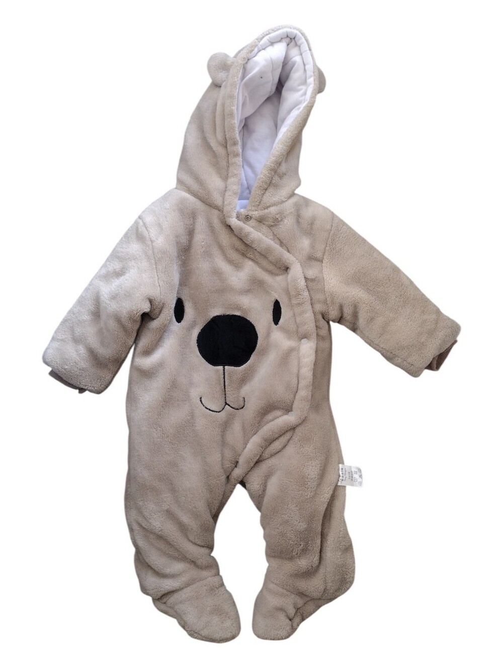 Plush Bear Hooded One-Piece in Light Taupe - Kids